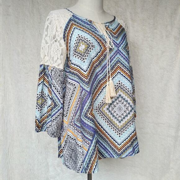 Lapis Multicolor Boho Tunic Top - Picture 1 of 5